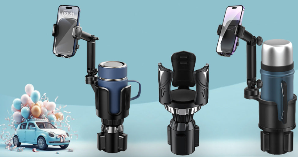 2-in-1 Car Cup Holder & Phone Mount | Centre Console Organiser