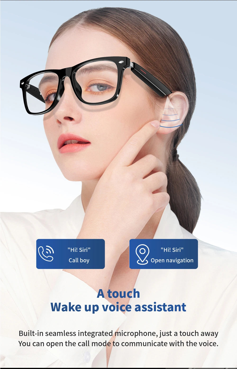 SENBONO E13 Smart Glasses — Blaulichtfilter, polarisiert, integriertes Mikrofon und Lautsprecher