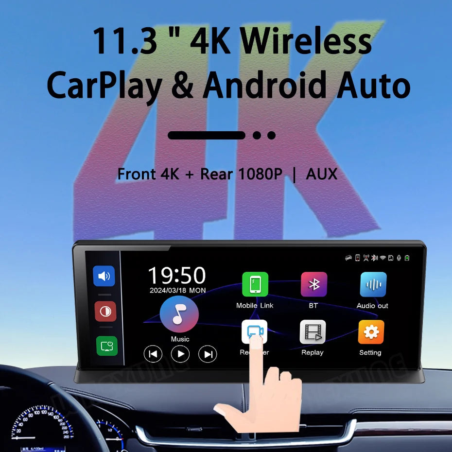 11.3" 4K Dashcam — CarPlay, Voice Control