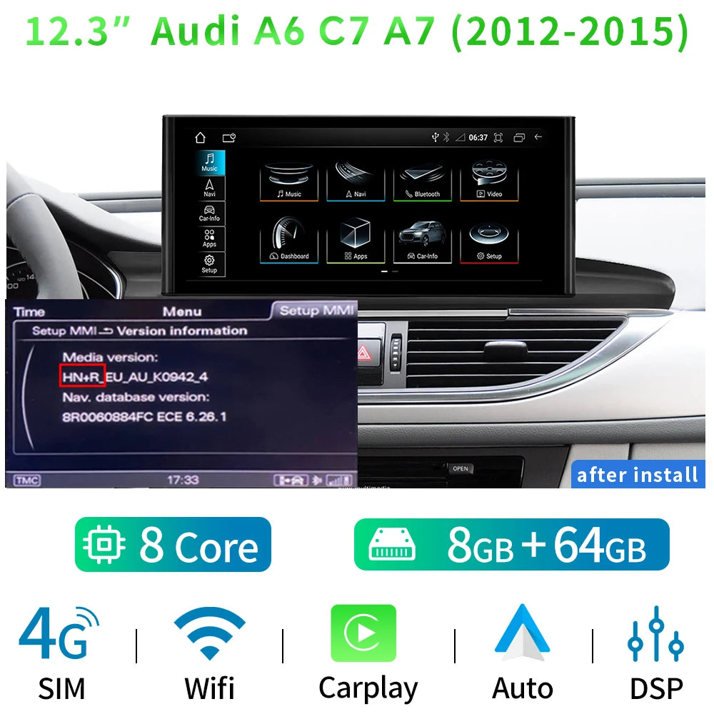 Audi A6/A7 Android 14 — 12.3", CarPlay, GPS