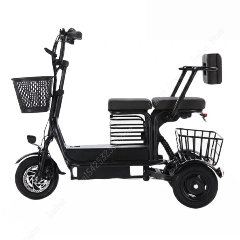 Powerful Parent Child Adult Electric Tricycle 3 Wheel For Elderly 2 Seat 800W Battery Removable Long Range Electric Scooter 60KM — available at Teckeleck