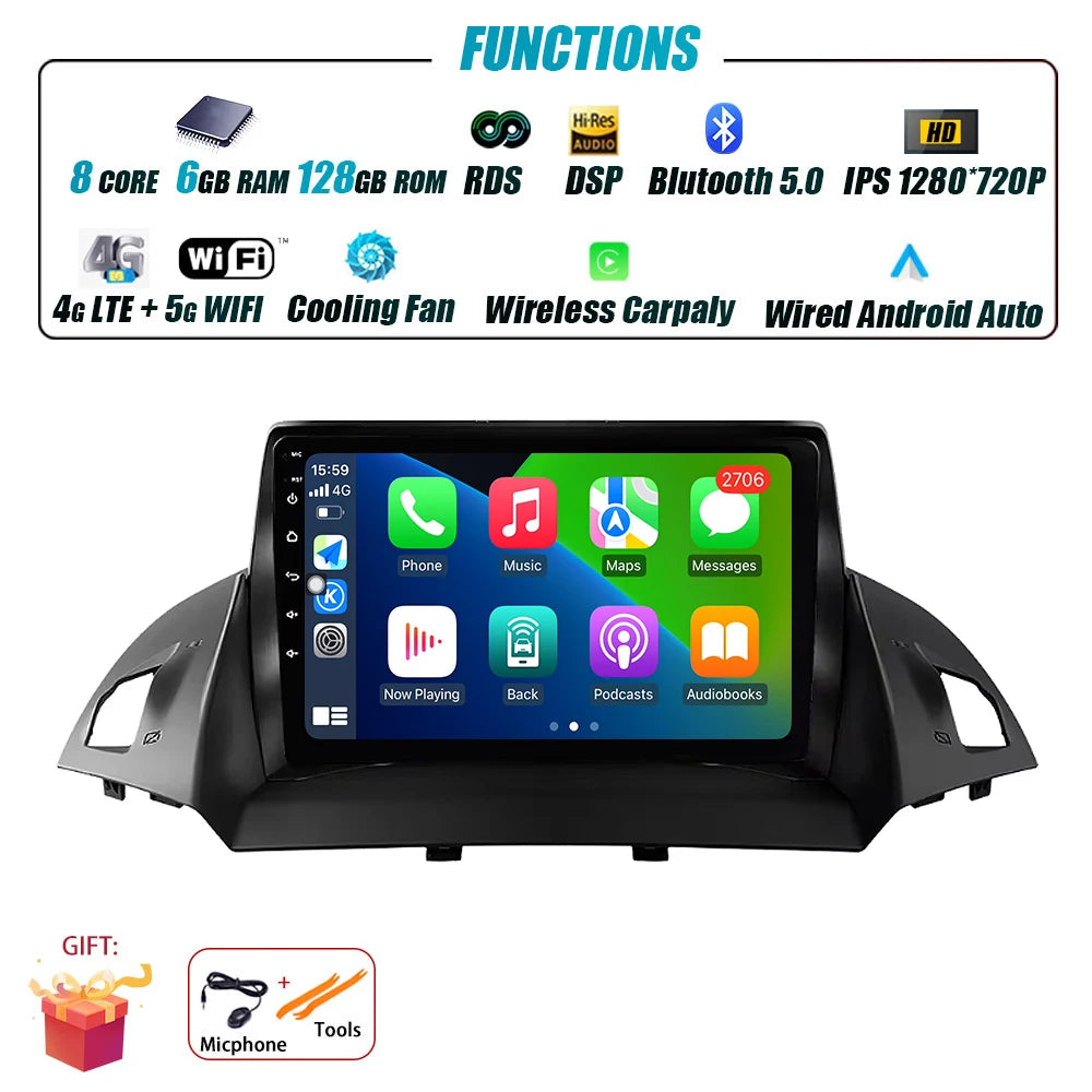 Ford C-MAX/Kuga — Android 16, GPS, CarPlay