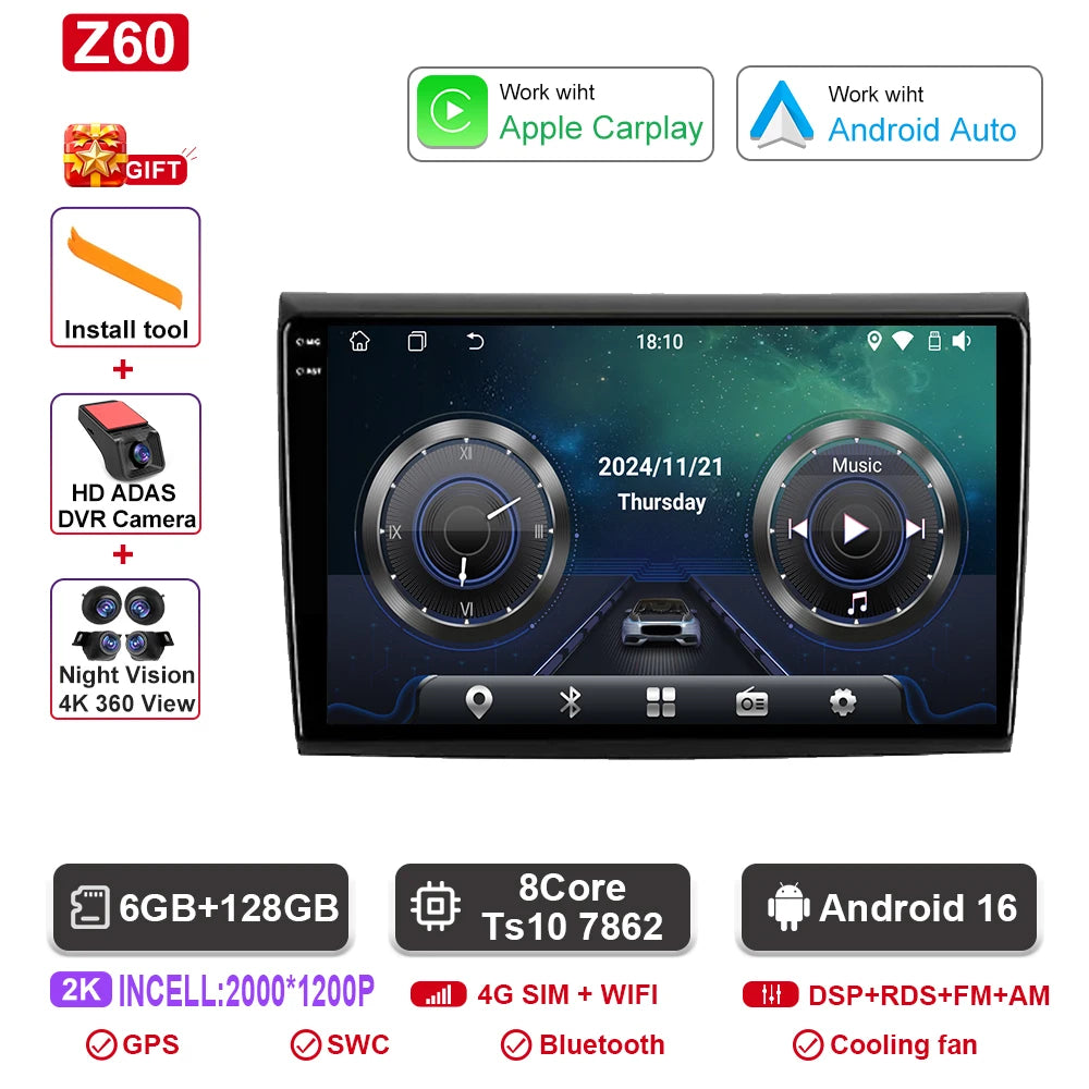 Fiat Bravo Android — 2K QLED, CarPlay, 4G