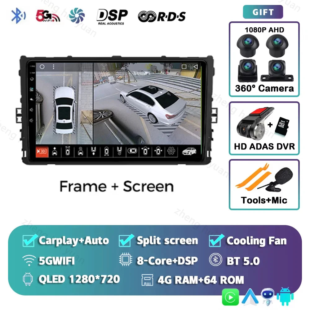 Android 15 Car Radio — Compatible with VW Polo/Jetta | 2K QLED