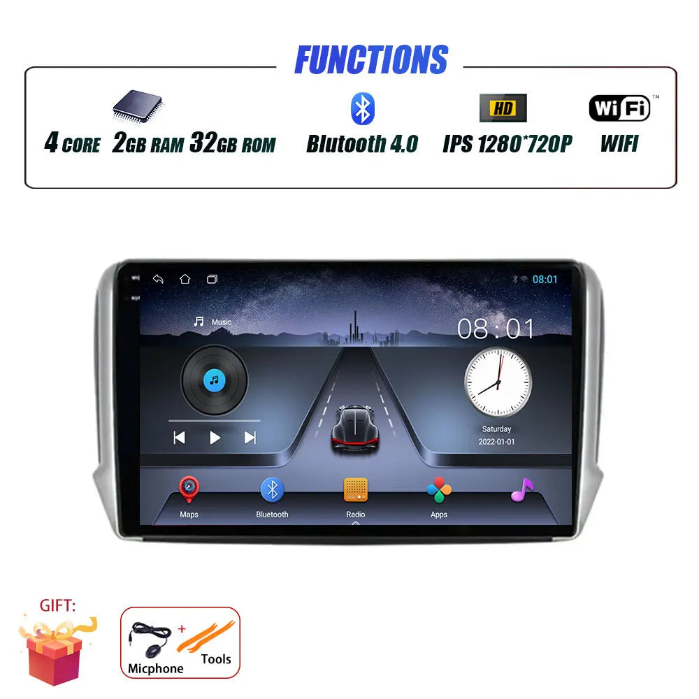 Peugeot 2008/208 — Android 16, CarPlay, GPS