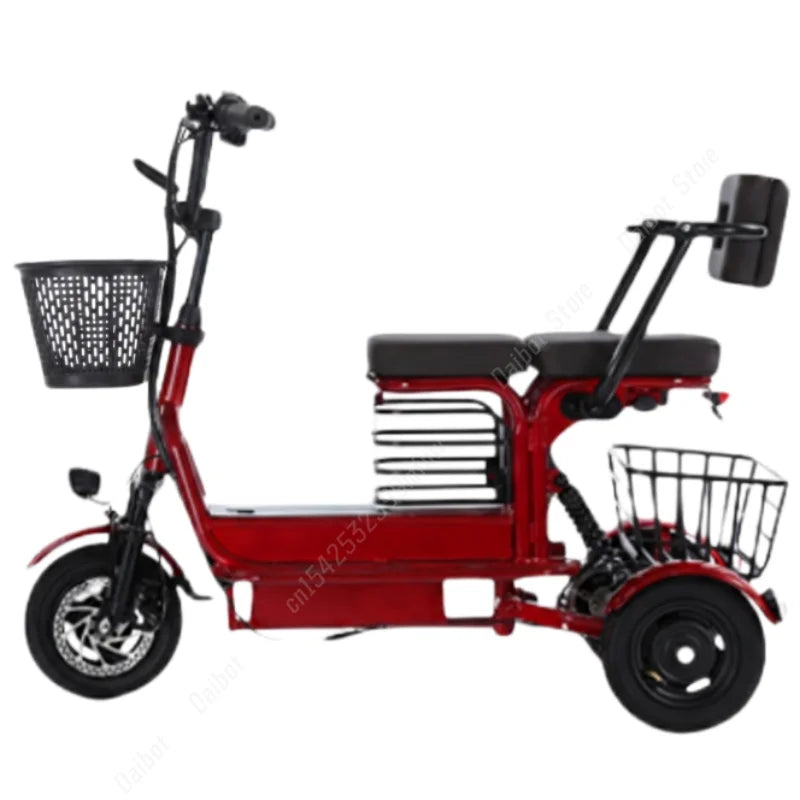 Powerful Parent Child Adult Electric Tricycle 3 Wheel For Elderly 2 Seat 800W Battery Removable Long Range Electric Scooter 60KM