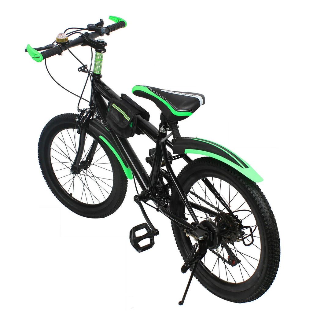 20 Inch Kids Bike Children Bicycle for Boys Girls Ages 8-12 Years Old, MTB Mountain Bike 7 Speed City Bike, GREEB/RED