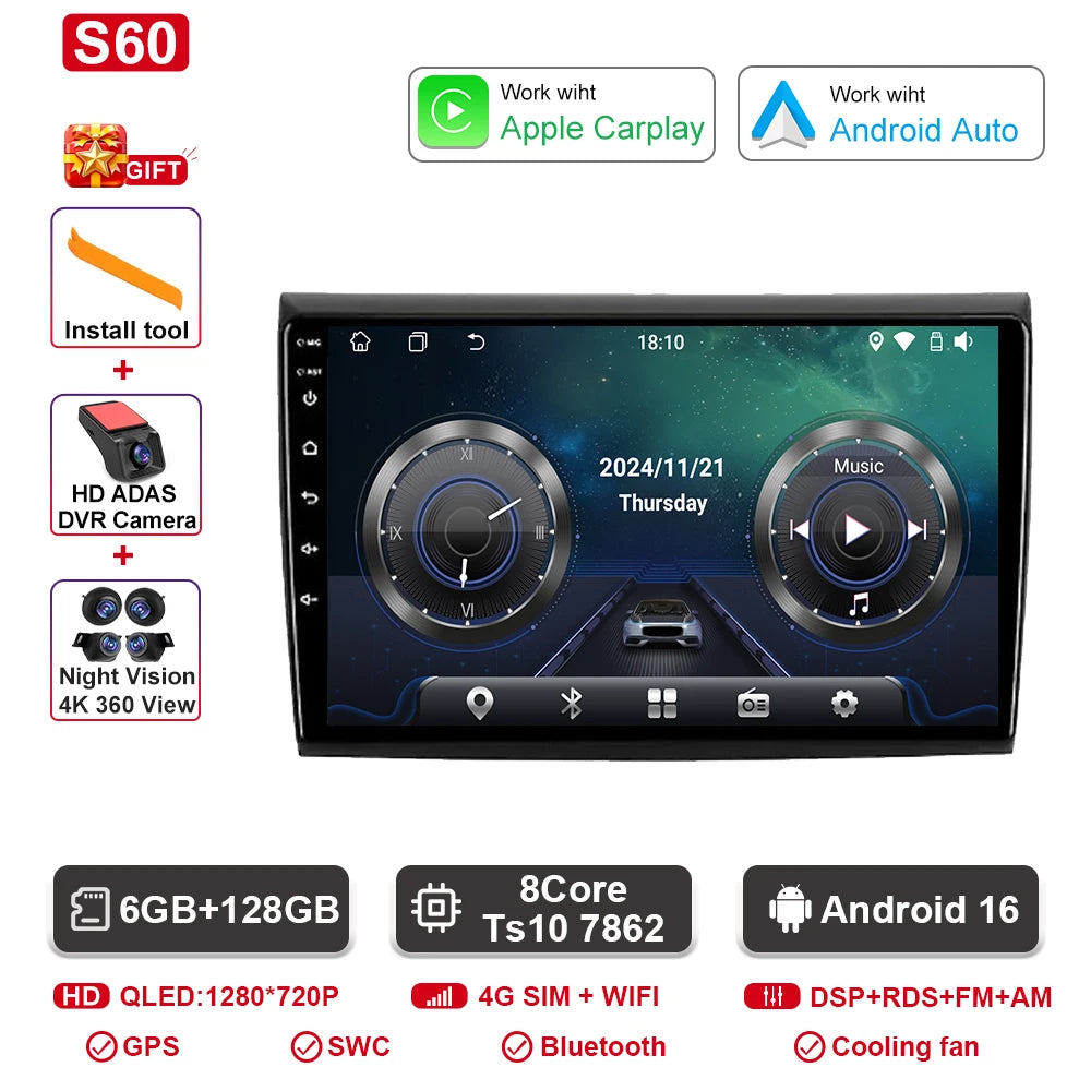 Fiat Bravo Android — 2K QLED, CarPlay, 4G