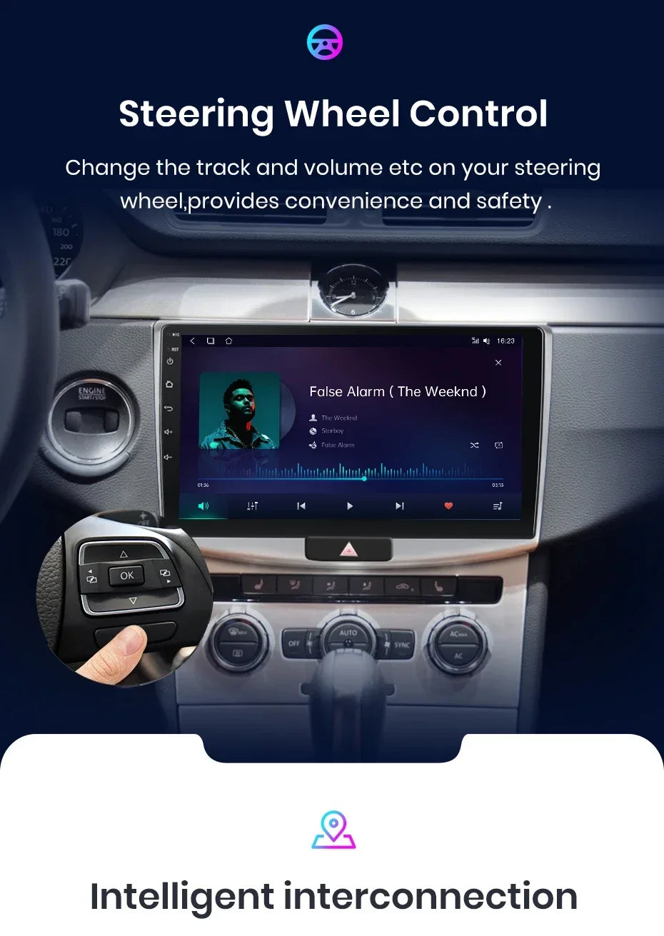Junsun Wireless CarPlay Radio — VW Passat B6/B7 & CC 2005-2014, Android GPS, WLAN, DSP