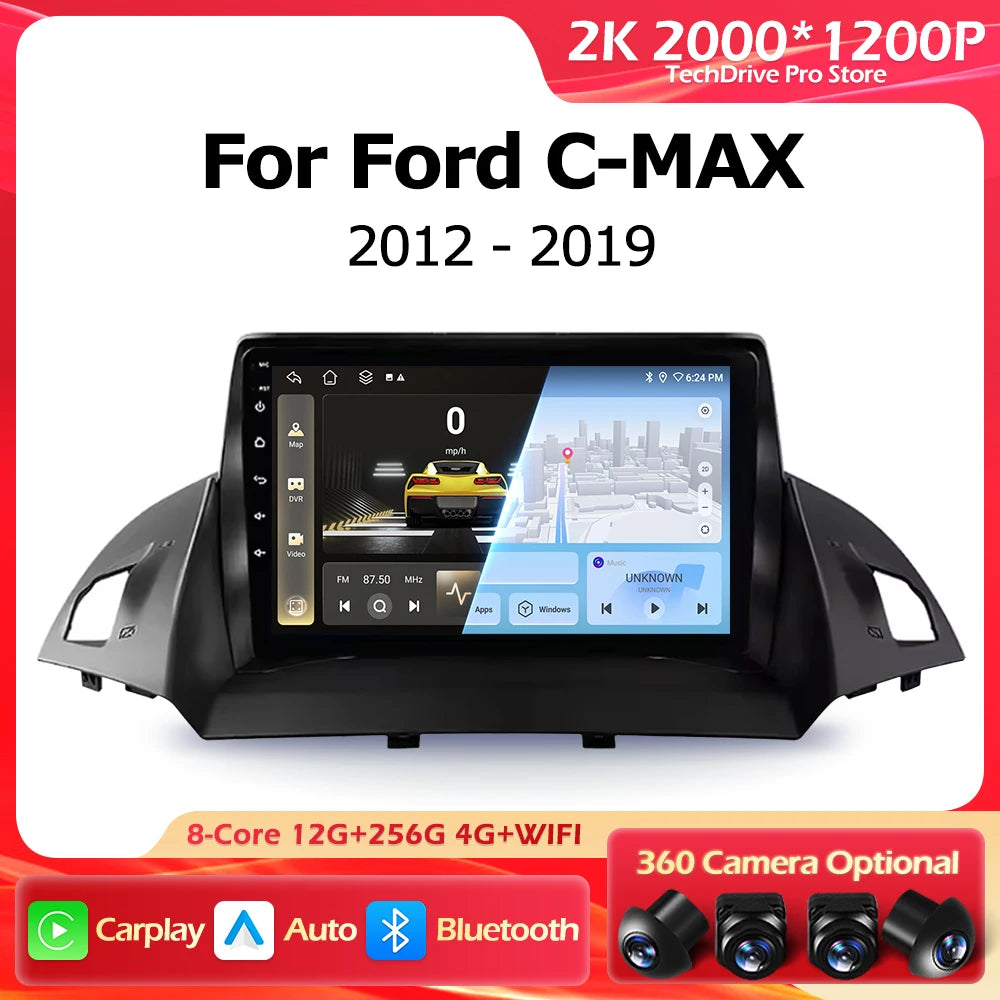 Ford C-MAX/Kuga — Android 16, GPS, CarPlay