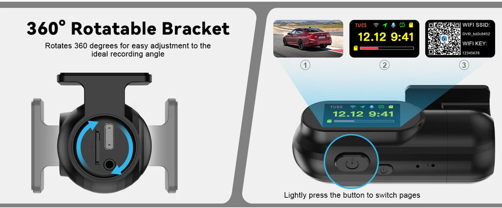 Kocam 2K Dash Cam — WiFi, GPS, Night Vision