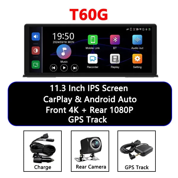 11.3" 4K Dashcam — CarPlay, Voice Control