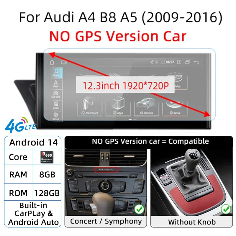 Audi A4 B8/A5 — Android 14, Wireless CarPlay