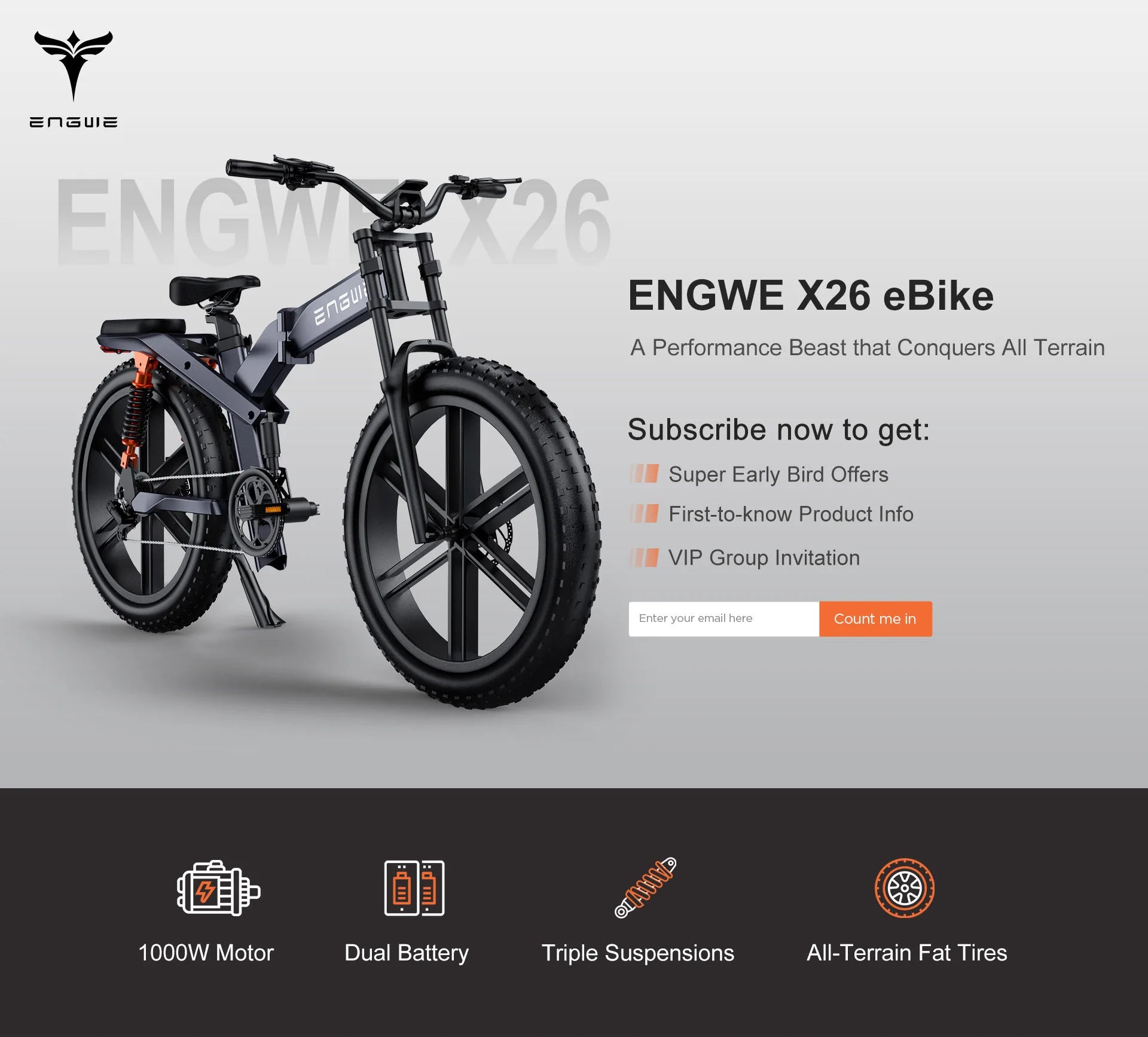 Electric Bicycle 26Inch 1000W 48V 29.2AH Folding Lithium Battery Bike Full Shock Absorber 26X4.0 Snow Tire E-bike