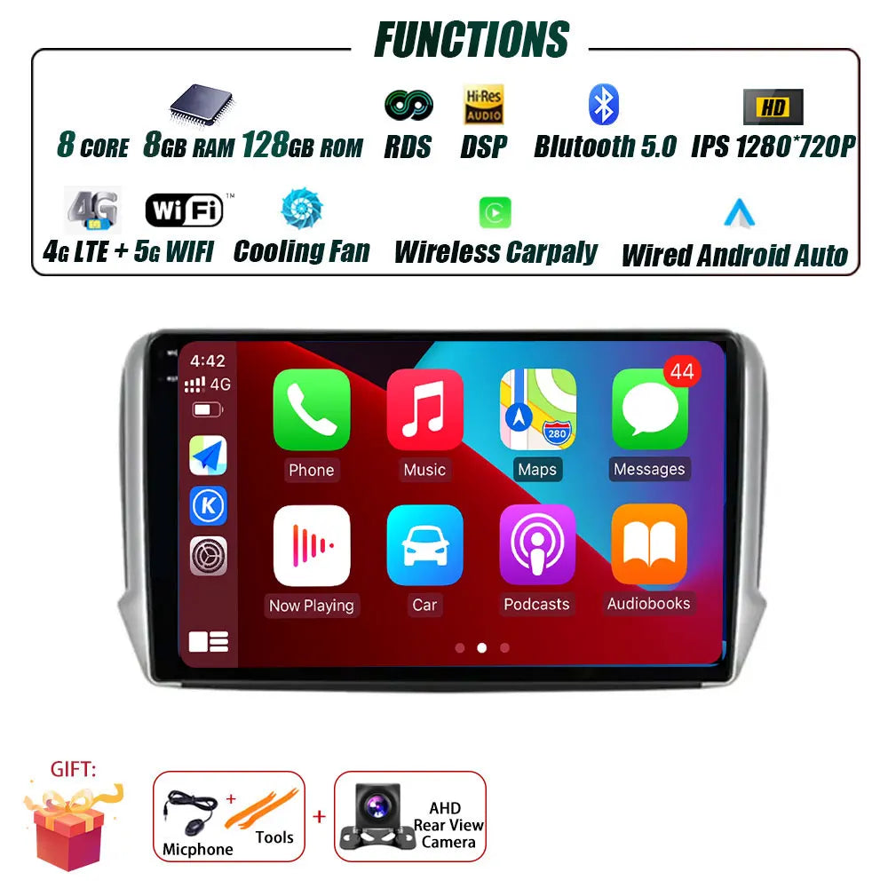Peugeot 2008/208 — Android 16, CarPlay, GPS