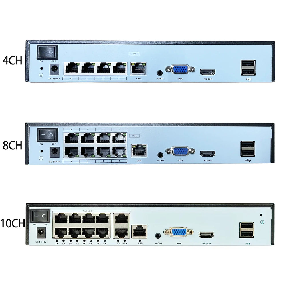 10-Kanal 4K 8MP PoE Überwachungskamera-Set mit Audio, Bewegungserkennung, vandalensicherer Dome-Kamera, 5MP 4MP CCTV Überwachungsschutz