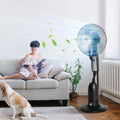 HOMCOM 18" Pedestal Fan with Water Mist Spray Standing Fan, 2.8L Tank Black