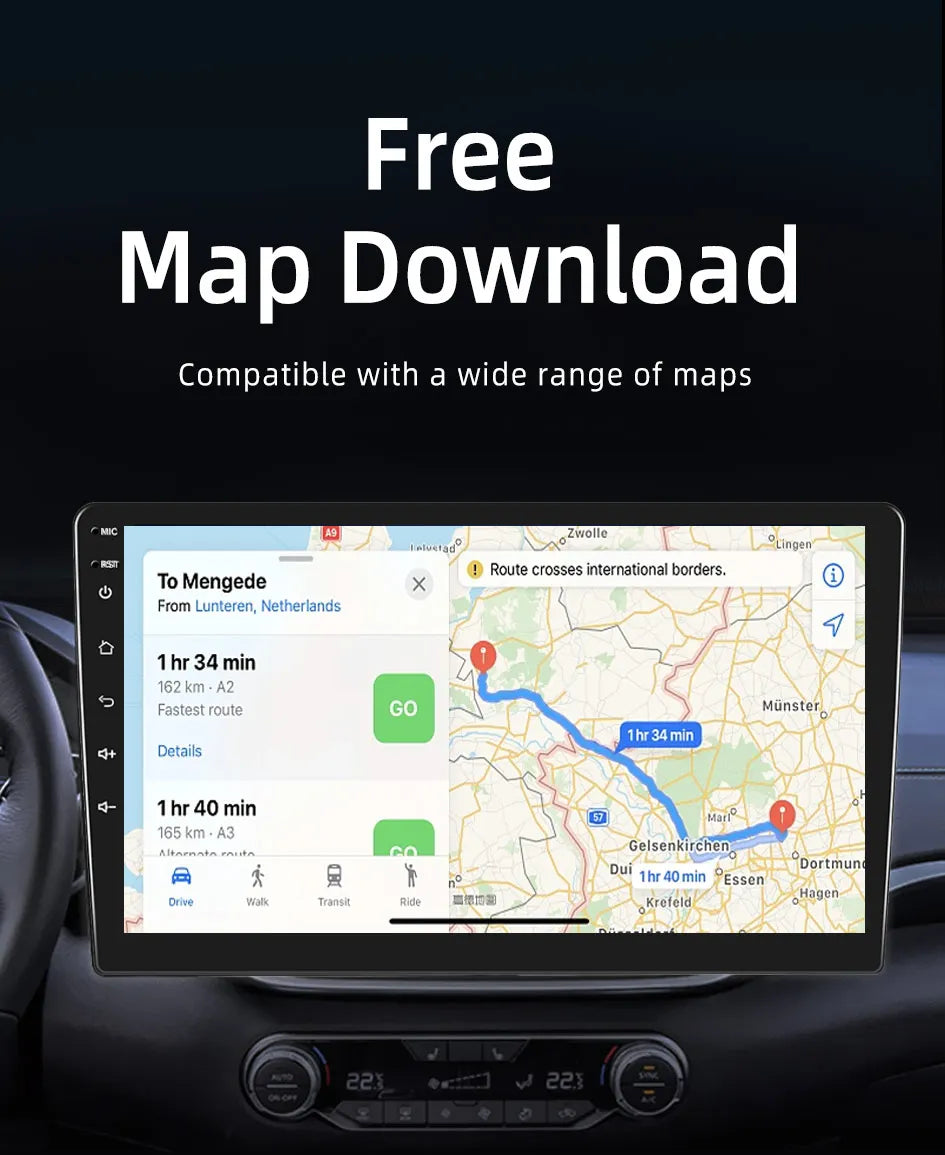 2-DIN Android Autoradio — 7/9/10", CarPlay, Android Auto, GPS, 4G, 8-Kern, 4GB+64GB
