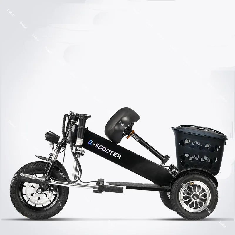 Foldable Mini Electric Tricycle For Woman with toddler seat 500W 36V lightweight Three Wheels Electric Scooter For Adults Basket