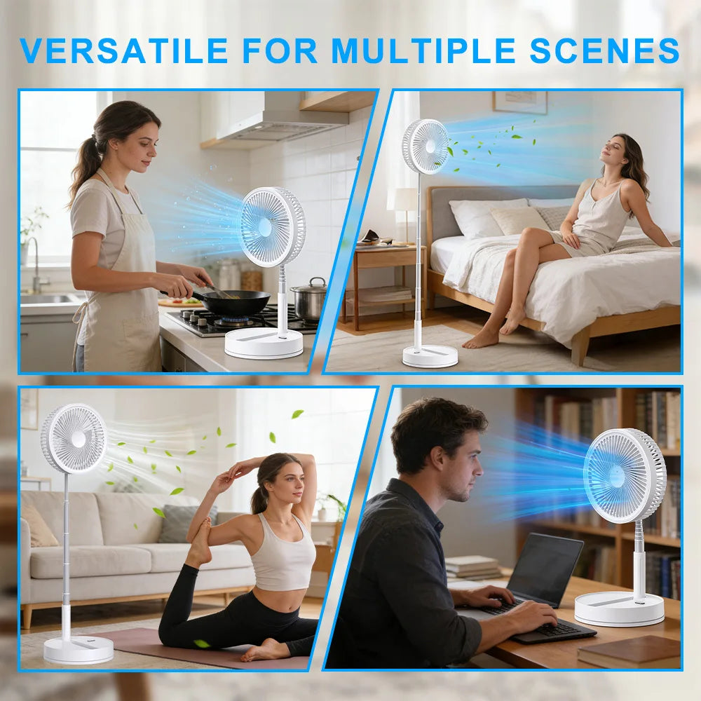 9" Portable Desk Fan with 8000mAh Rechargeable Battery, 4 Speed Settings,Ultra-Quiet, Oscillating Desktop Fans, for Home Officek