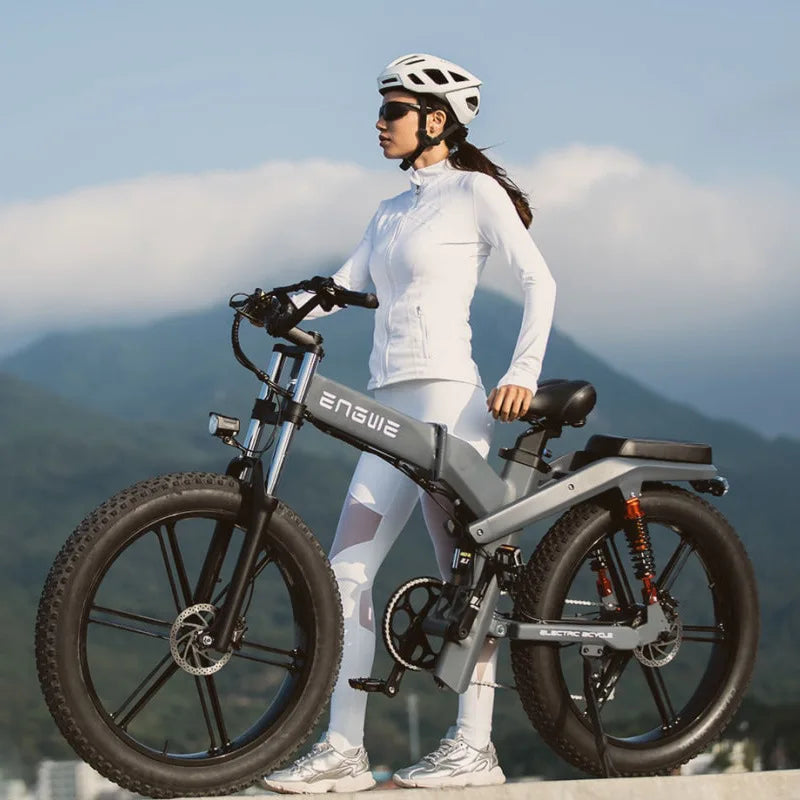 Folding Snow Tire E-Bike — 1000W, Full Suspension