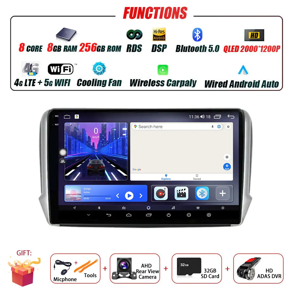 Peugeot 2008/208 — Android 16, CarPlay, GPS