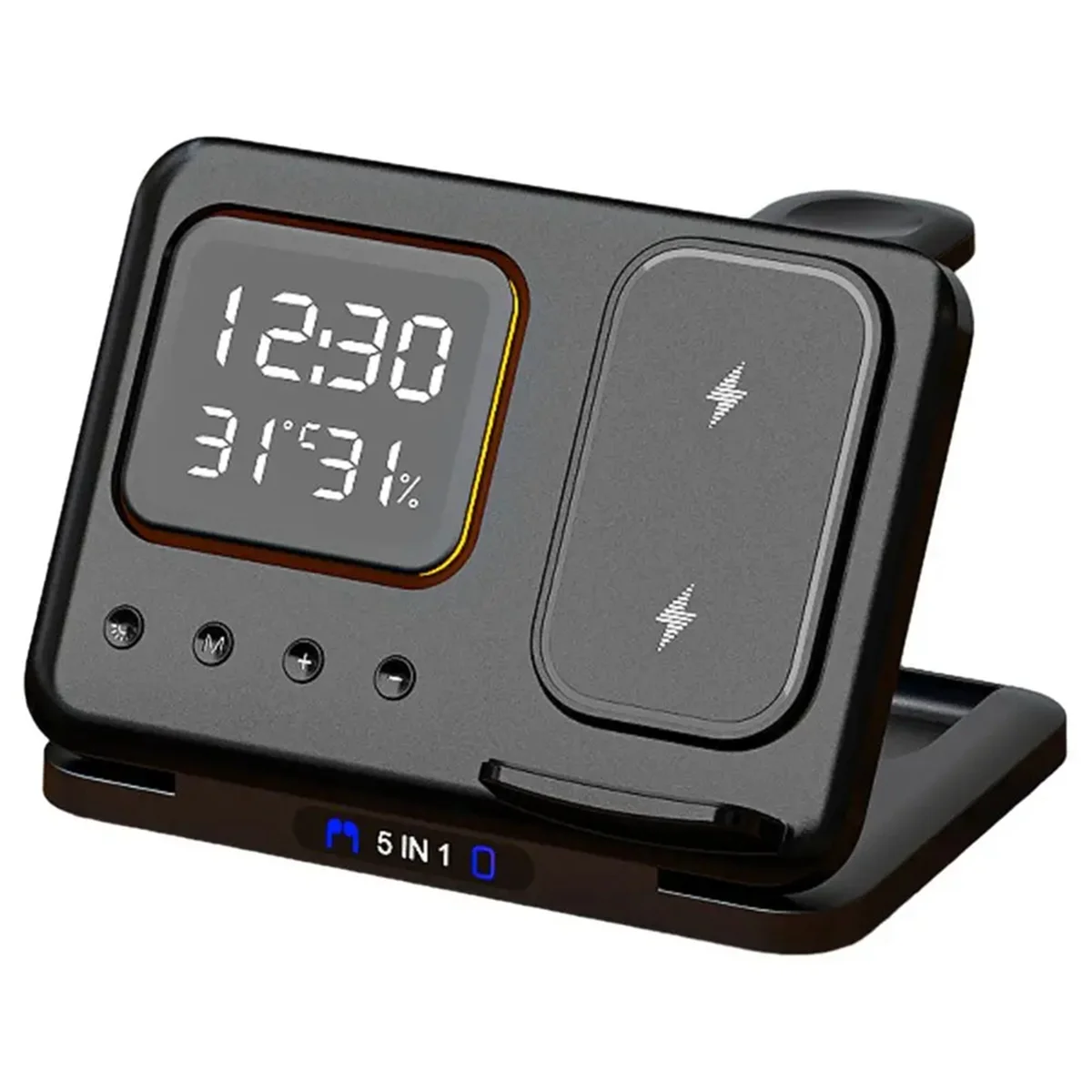 5-in-1 Charging Station — LED Clock, Fast Charge