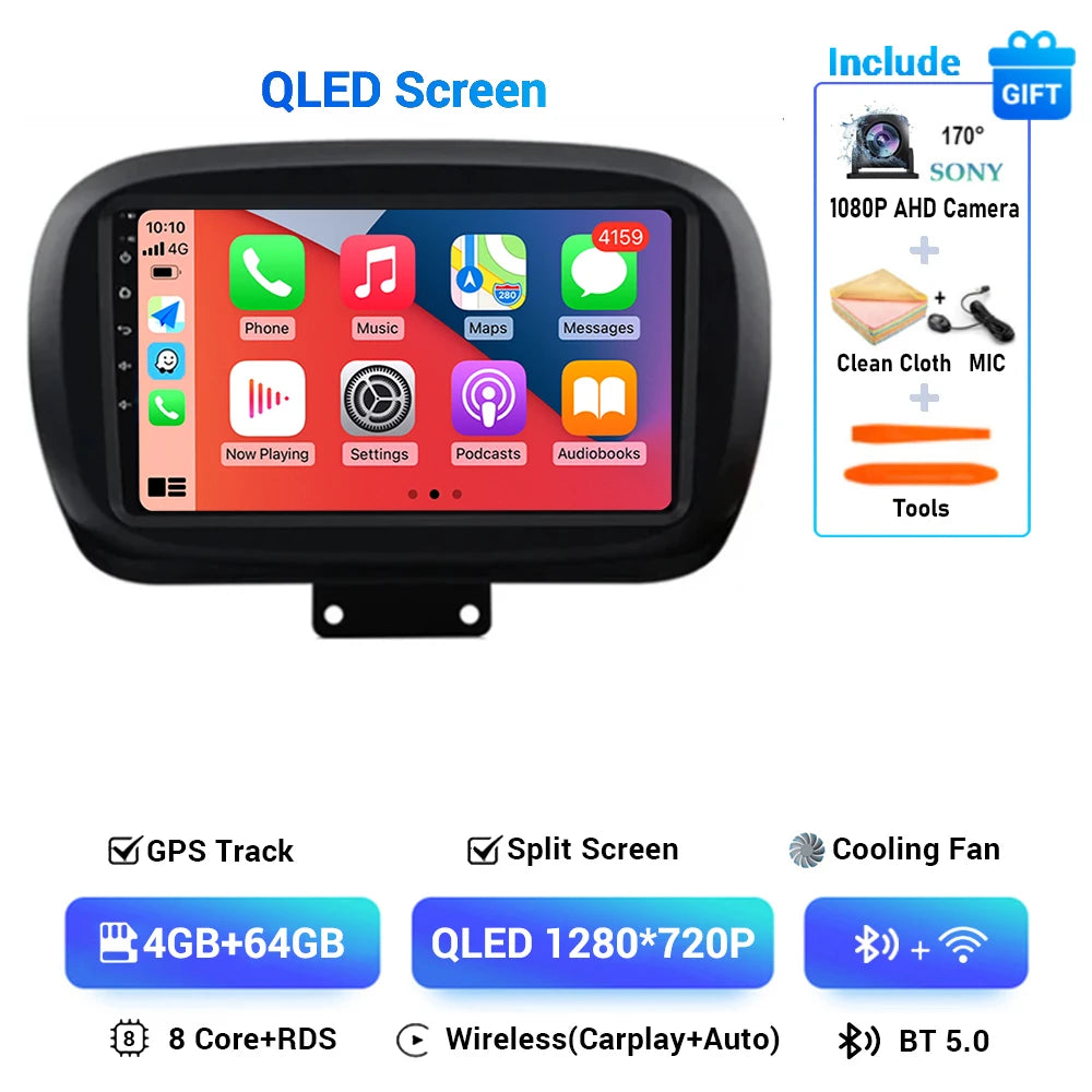 Android 15 Car Radio — Compatible with Fiat 500X | 2K QLED | AI Voice