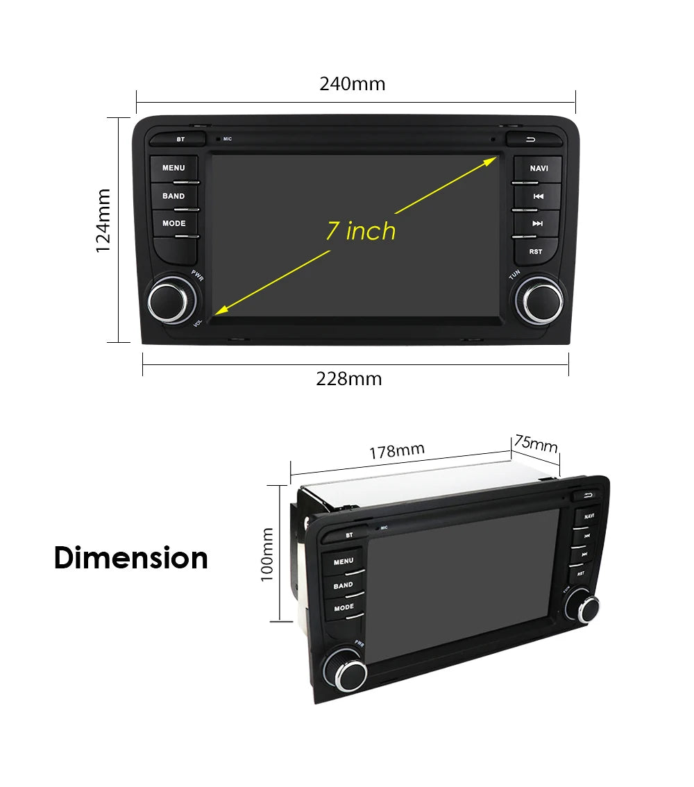 Hizpo Audi A3 — Android Auto, CarPlay, GPS