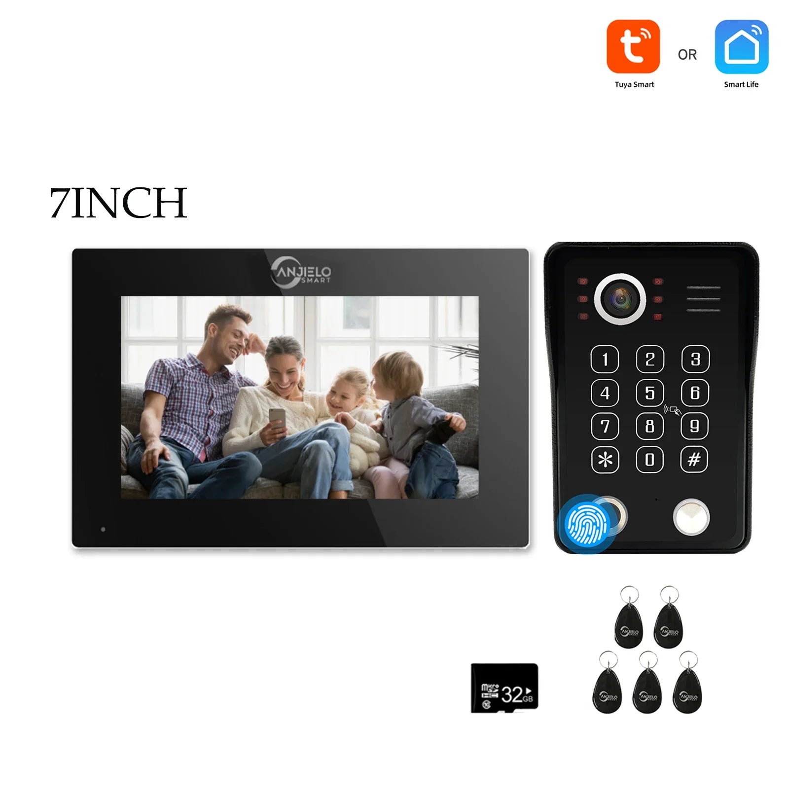 Système de sécurité interphone vidéo avec déverrouillage par empreinte digitale Anjielo tuya 1080P moniteur tactile 7/10 pouces pour villa et maison