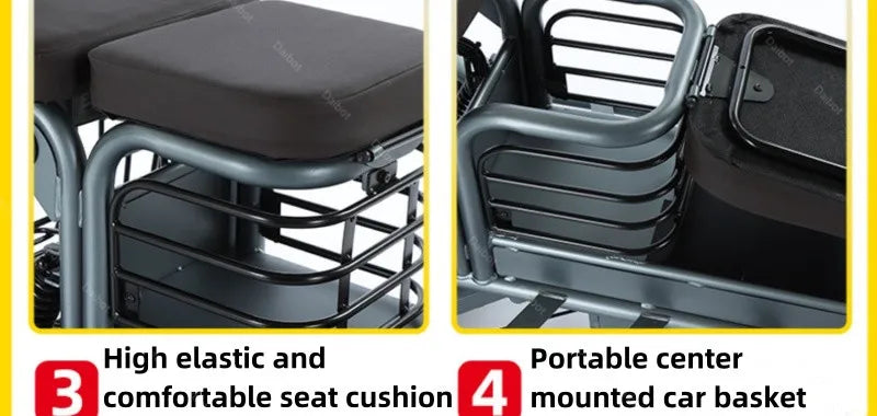 Powerful Parent Child Adult Electric Tricycle 3 Wheel For Elderly 2 Seat 800W Battery Removable Long Range Electric Scooter 60KM
