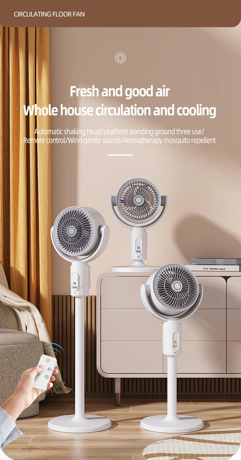 Oscillating Air Fan — 5-Speed, Cordless, Adjustable