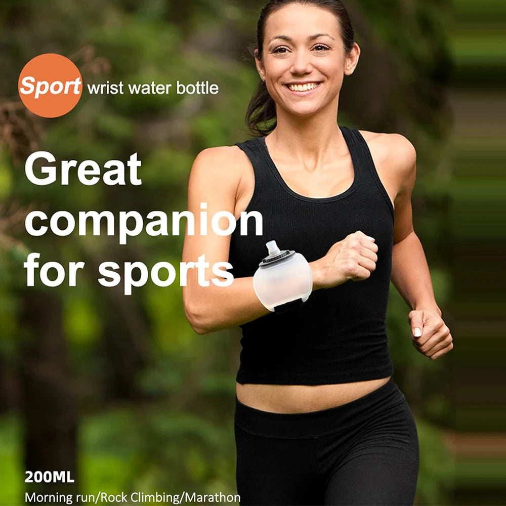 1PCS Wrist Water Bottle, Wearable HandsFree Silicone 200 ml Running Water Bottle,  Portable Cycling Marathon Rock Climbing Sport