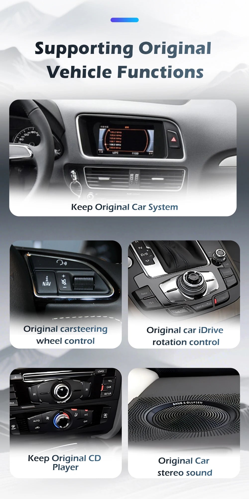 Audi A4/A5 Android 16 — Wireless CarPlay, QLED