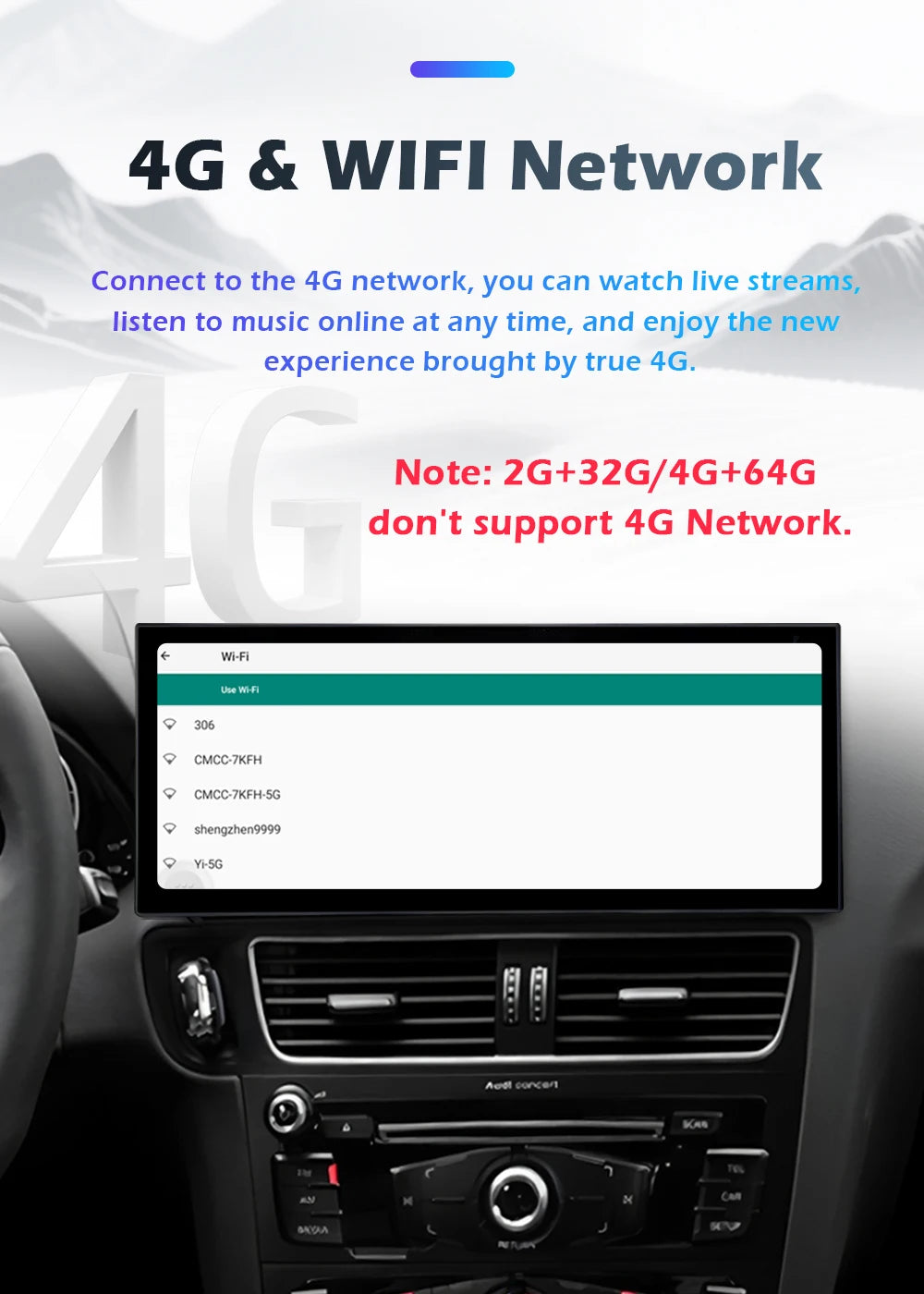 Audi A4/A5 Android 16 — Wireless CarPlay, QLED