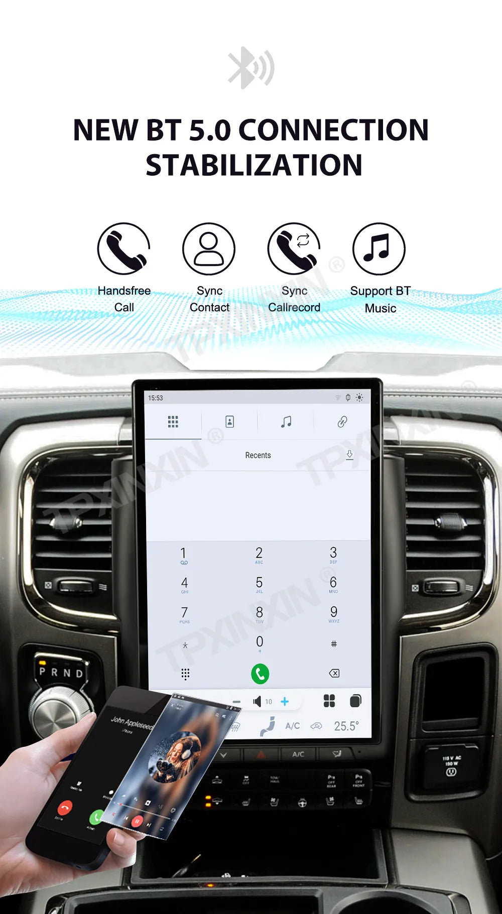 Dodge Ram 14.4" — Android 13, CarPlay, Vertical Screen