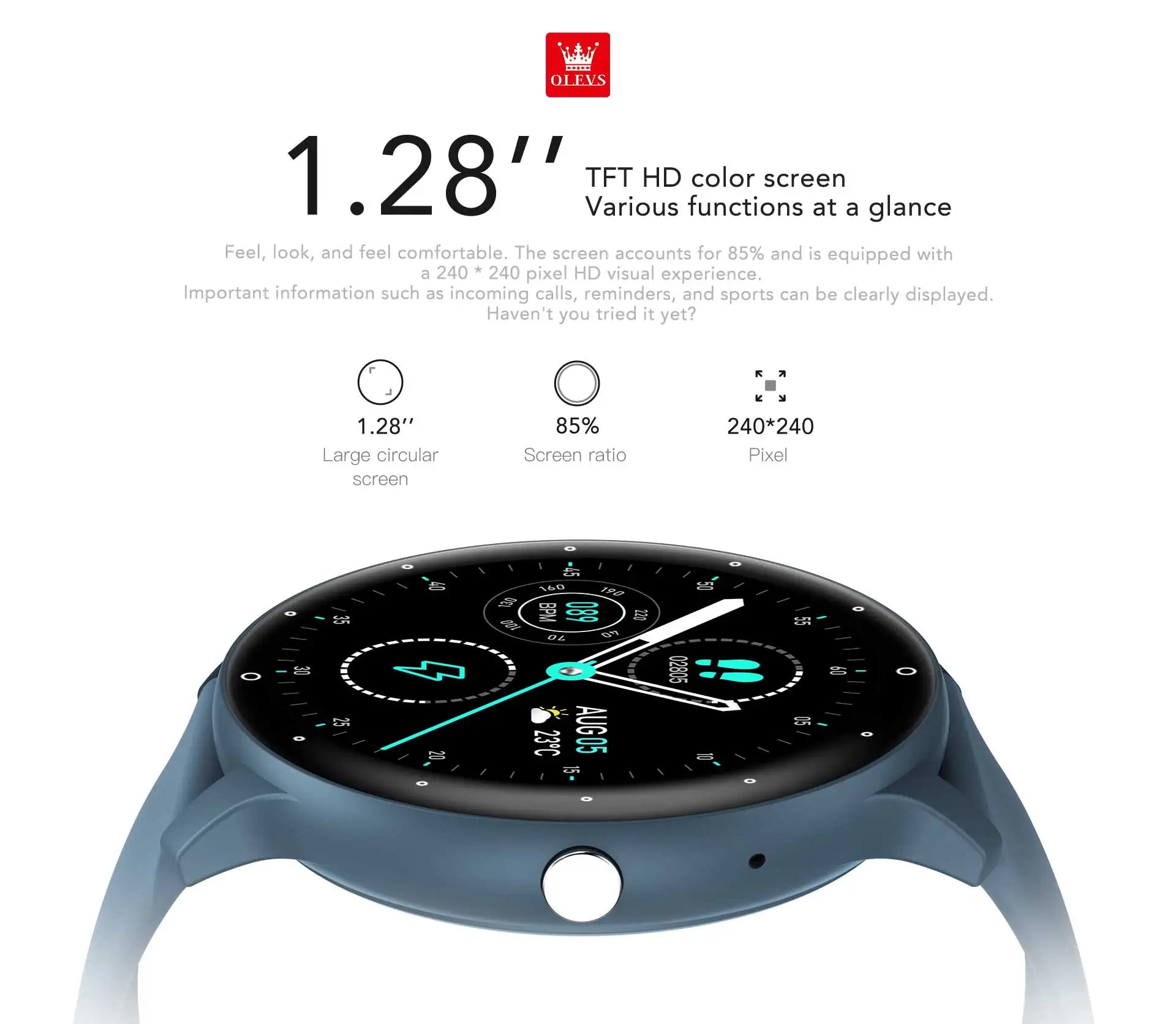 OLEVS 8201 Watch — IP67, Fitness Tracking