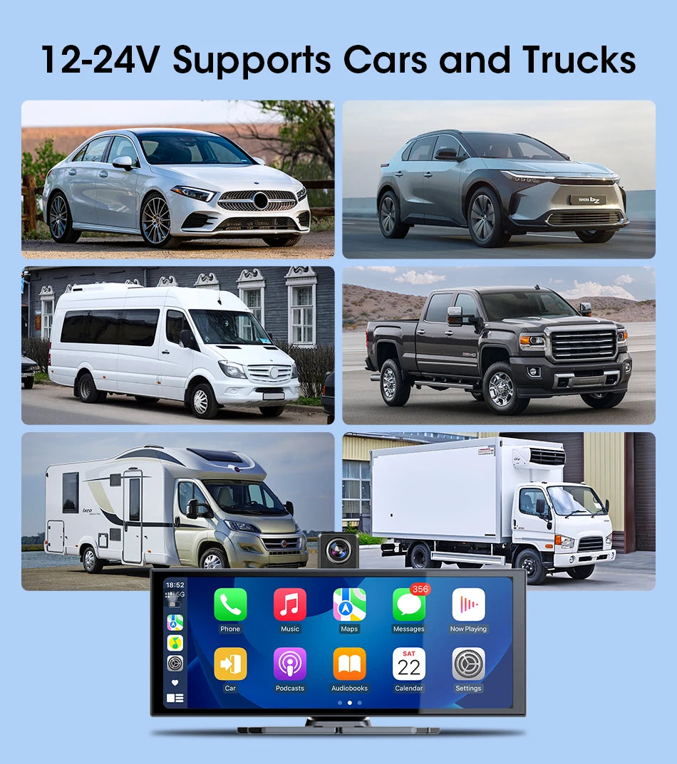 4K Dash Cam — Wireless CarPlay, Dual Lens