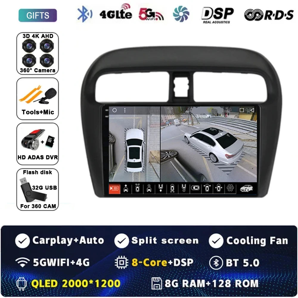 Android 15 Car Radio — Compatible with Mitsubishi Mirage | GPS | Multimedia Screen