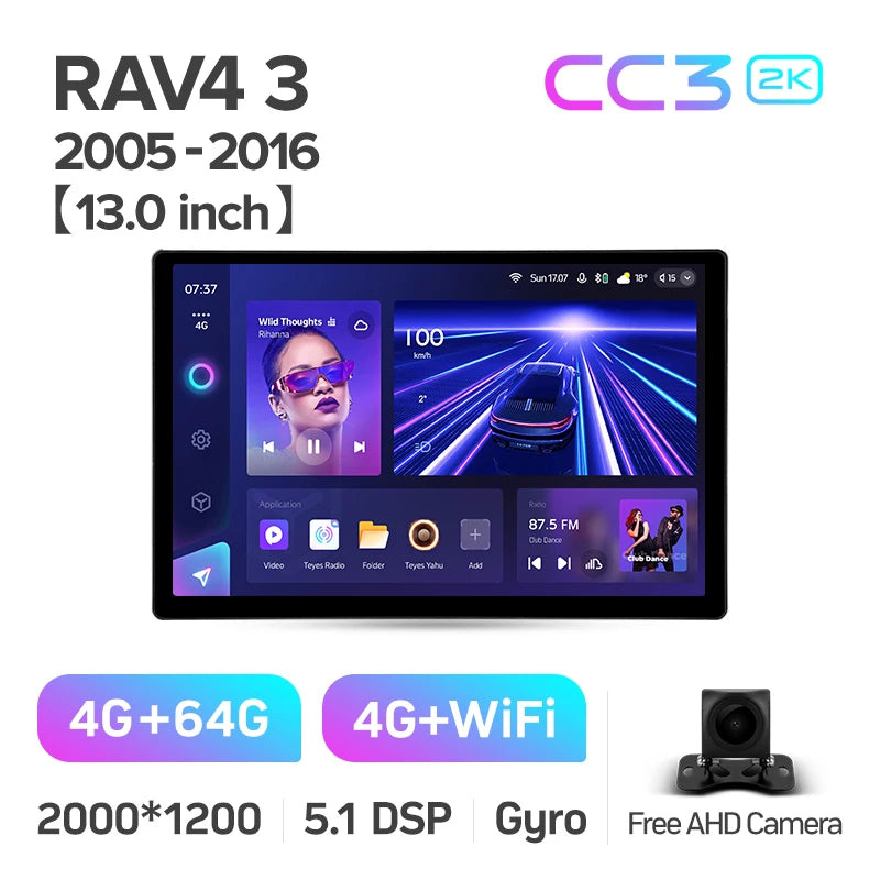 TEYES CC3 RAV4 — 2K GPS, Android 10, Multimedia