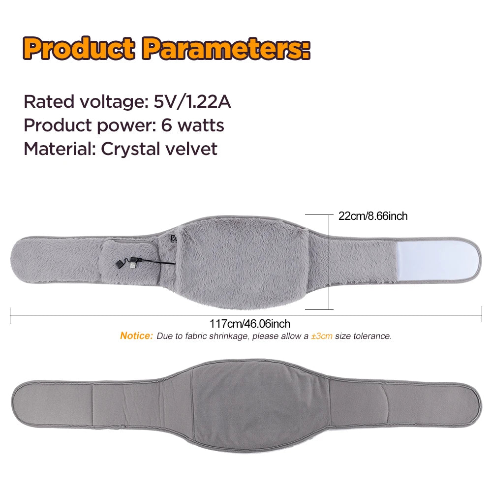 3 Levels Electric Graphene Heating Pad Cold-Proof Uterine Belt Cold-Proof Hand Waist Warming Pad USB Recharging Abdominal Warmer