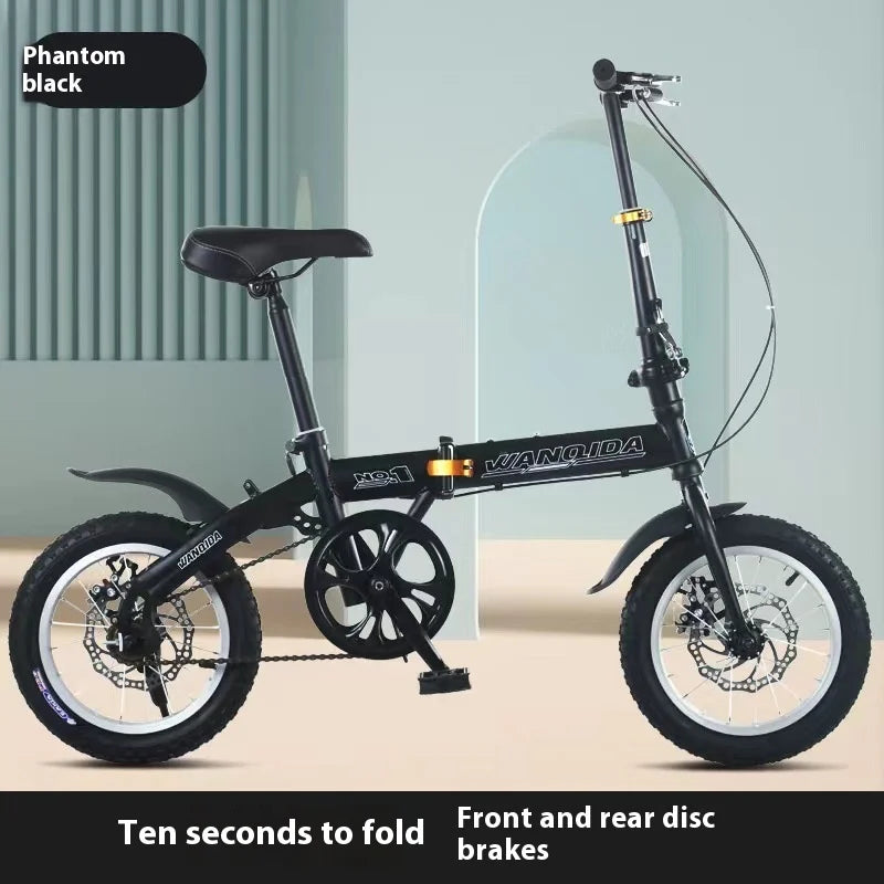 12 Small Bike cycling City Mini Folding Bicycle For Male And Female Students Portable Ultra Light Transmission Disc Brakes
