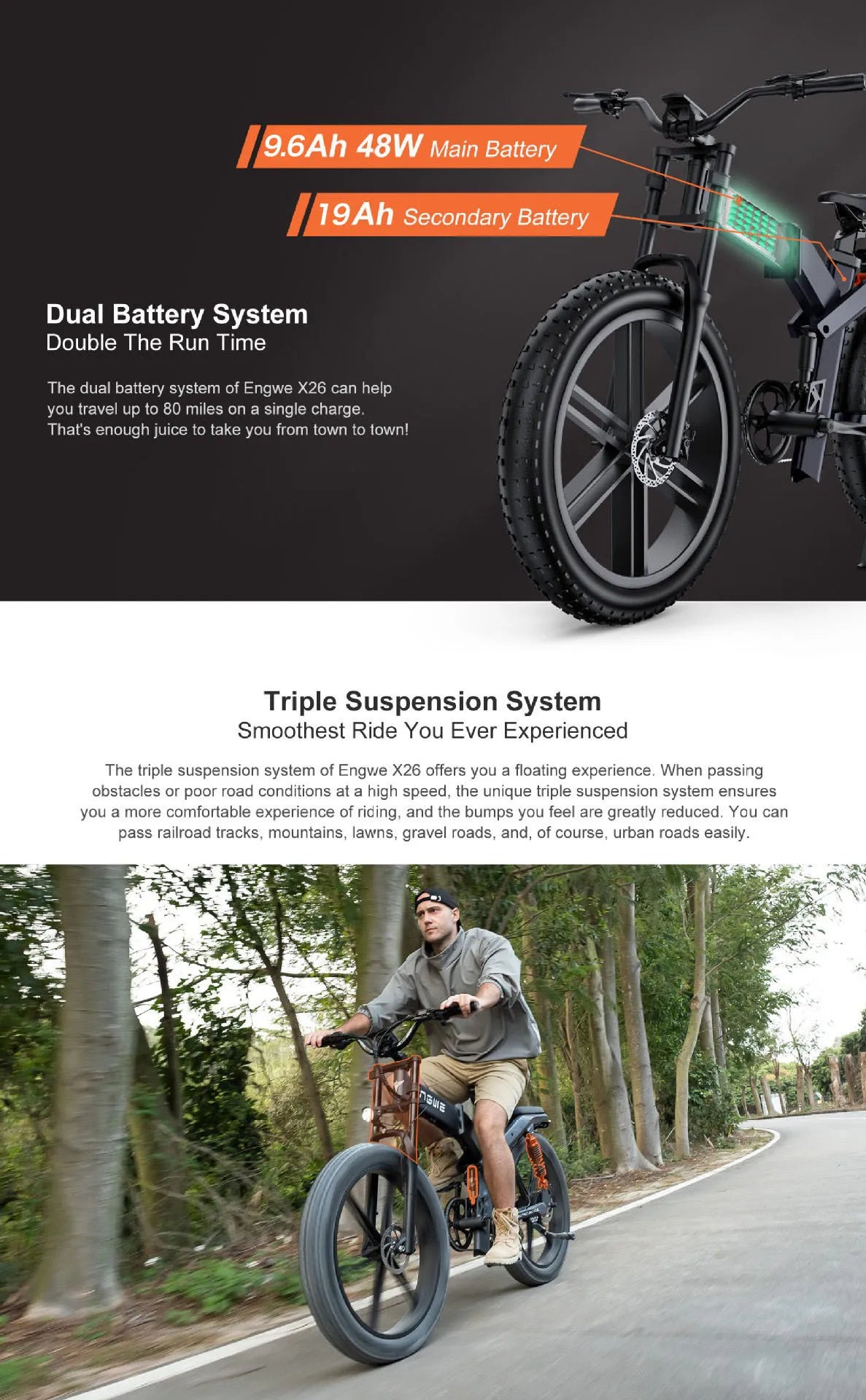 Folding Snow Tire E-Bike — 1000W, Full Suspension