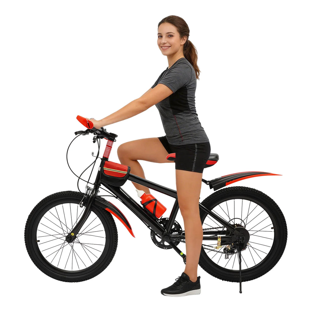 20" Kids Mountain Bike for Boys & Girls Ages 5-12, 7-Speed Transmission, Sturdy Carbon Steel Frame, Adjustable Seat