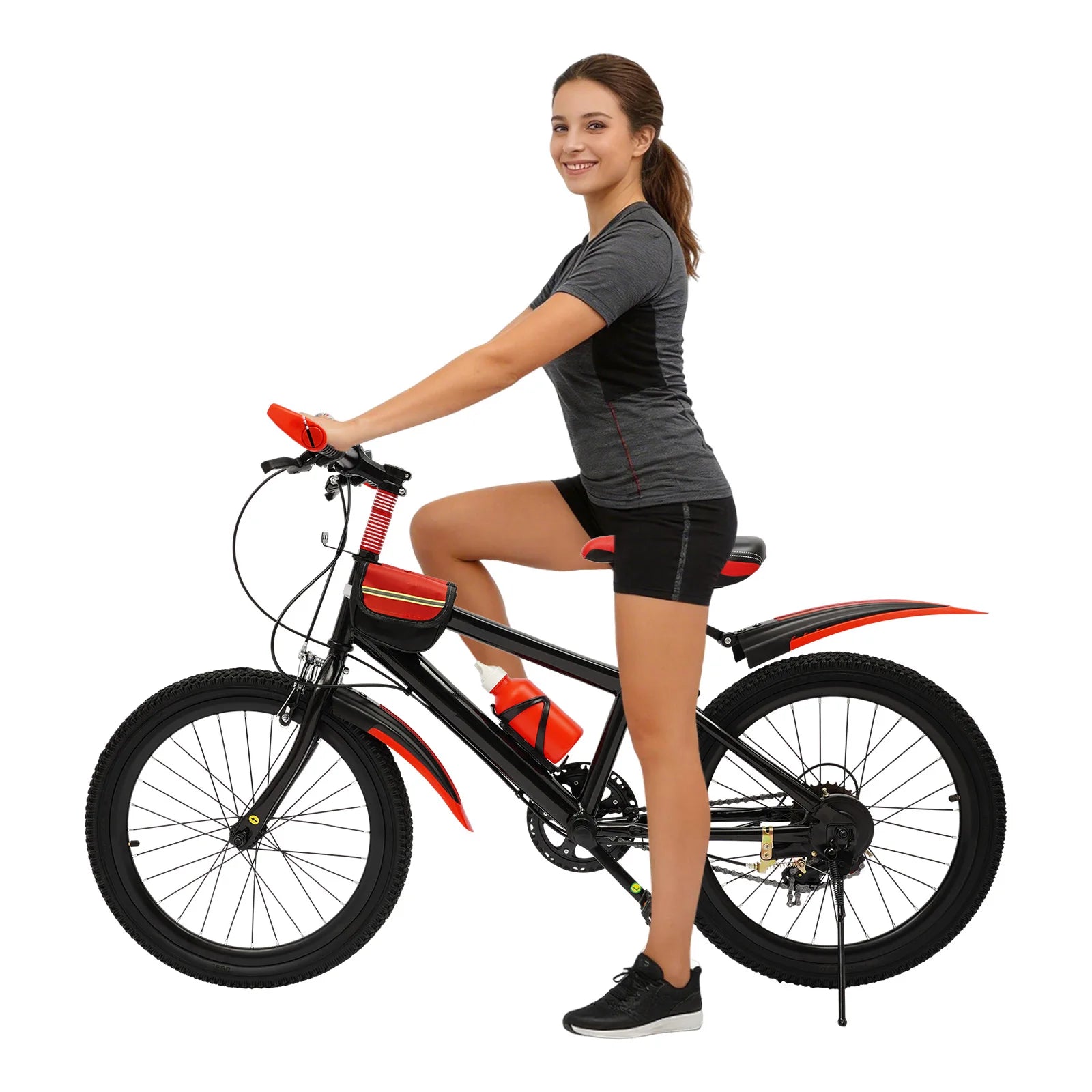 20" Kids Mountain Bike for Boys & Girls Ages 5-12, 7-Speed Transmission, Sturdy Carbon Steel Frame, Adjustable Seat
