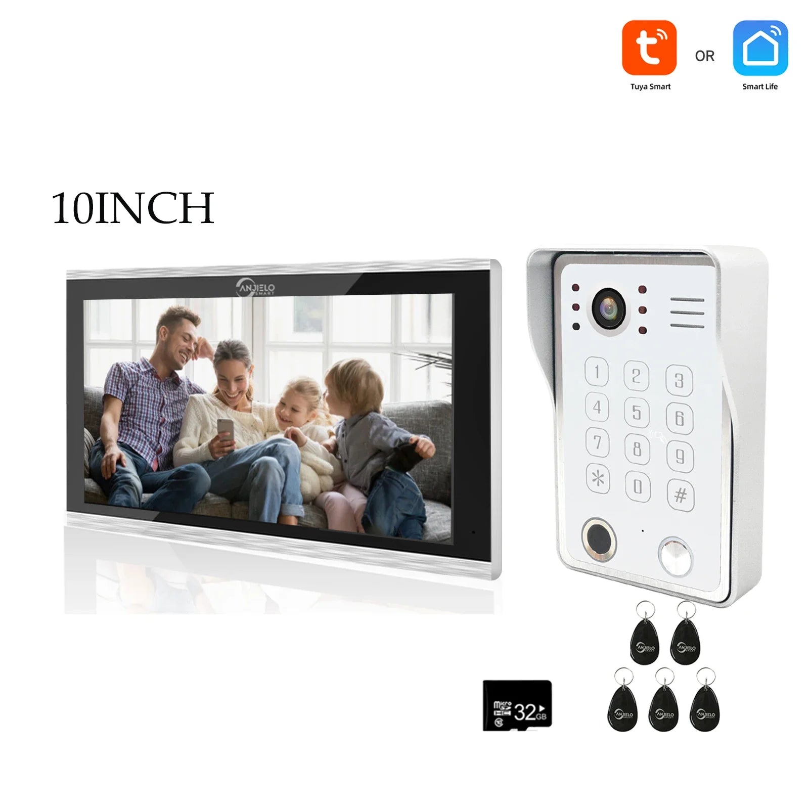 Système de sécurité interphone vidéo avec déverrouillage par empreinte digitale Anjielo tuya 1080P moniteur tactile 7/10 pouces pour villa et maison