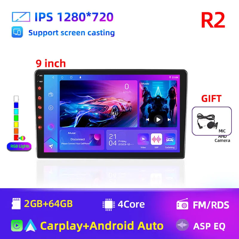 2 Din Android Radio — CarPlay, GPS, 4G