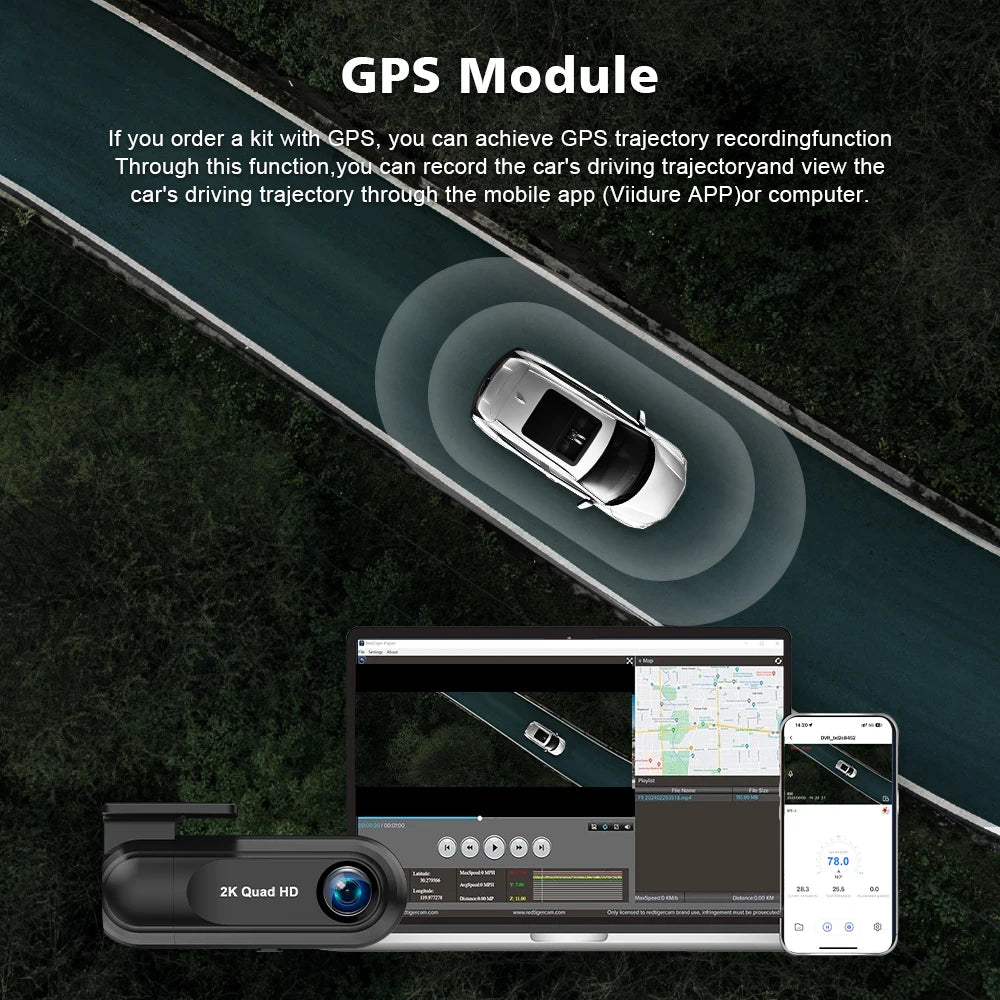 Kocam 2K Dash Cam — WiFi, GPS, Night Vision