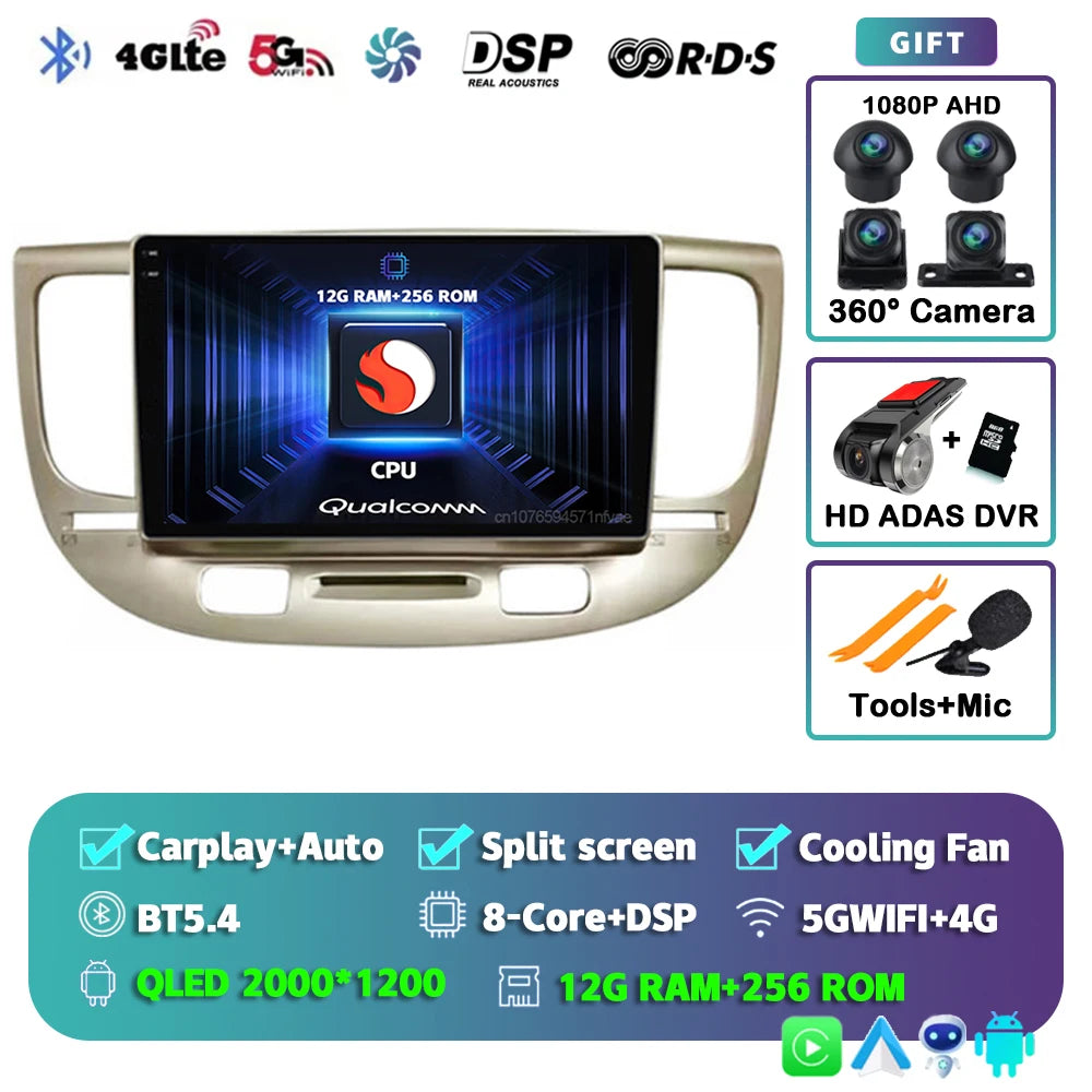 Kia Rio Android 15 — 2K Screen, CarPlay, GPS