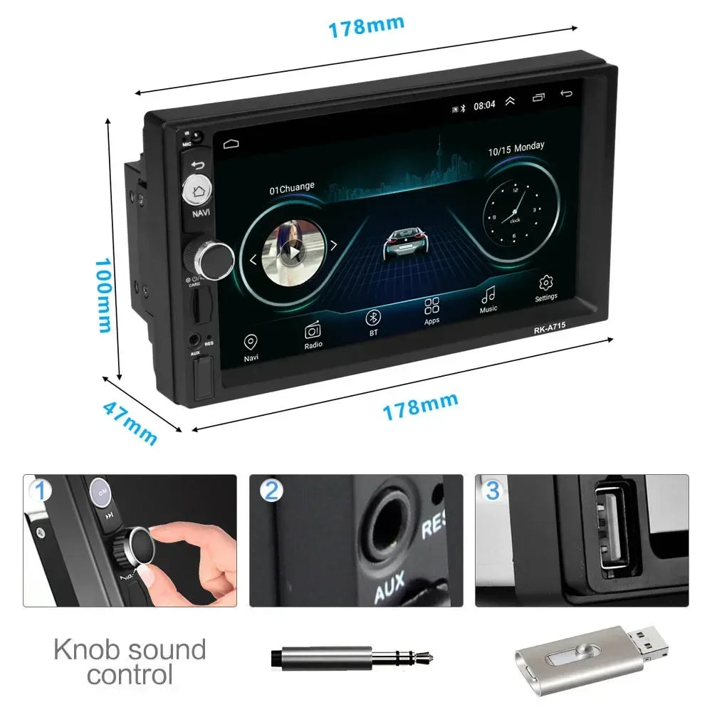 FIAT Panda 2 Din — 7" GPS, WiFi, Car Stereo